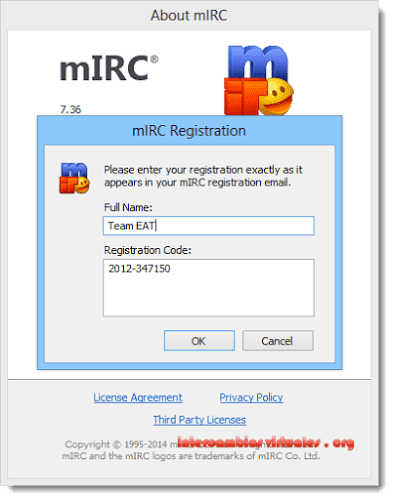 mirc registration code and full name 7.43